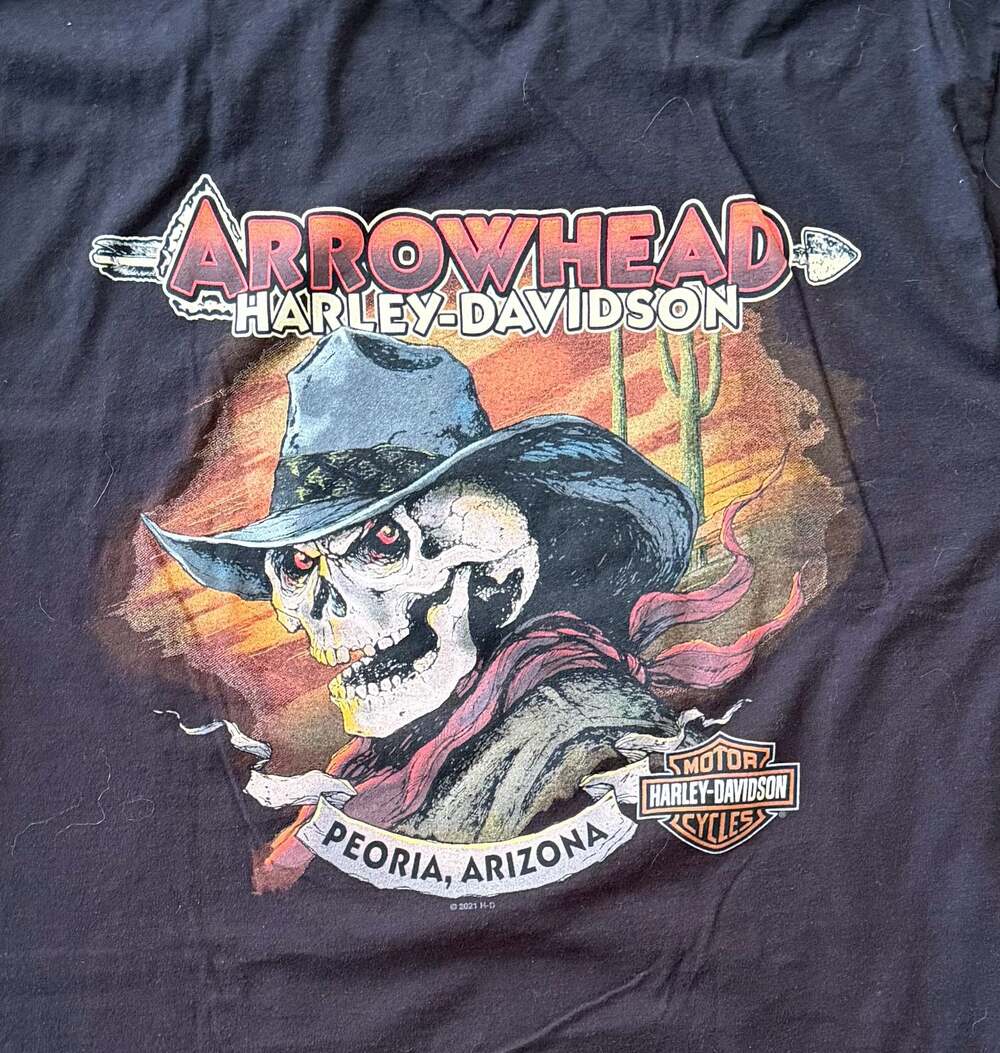 Harley Davidson Arrowhead Peoria Arizona Graphic T-Shirt 2X-Large Black